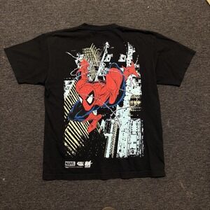 Marvel HUF Spider-Man Shirt Mens Large Black Comic Book Superhero Graphic Tee